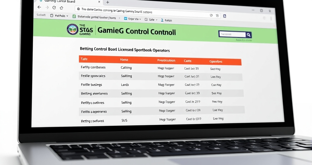 State gaming authority website showing licensed online sportsbook operators.